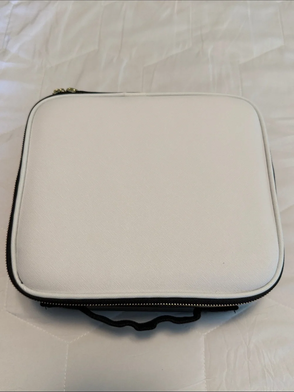 White Square Travel Case - Compact Cosmetic or Tech Organizer